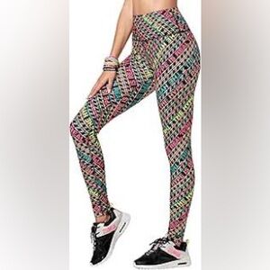 Zumba “The Hype is Real” High-waisted Ankle Leggings | Multi-color | Size M